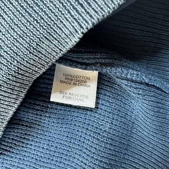 Vintage F/X Fusion Quarter Zip Sweater Mens L Blue Velvet Cotton Grandpa - Picture 3 of 4